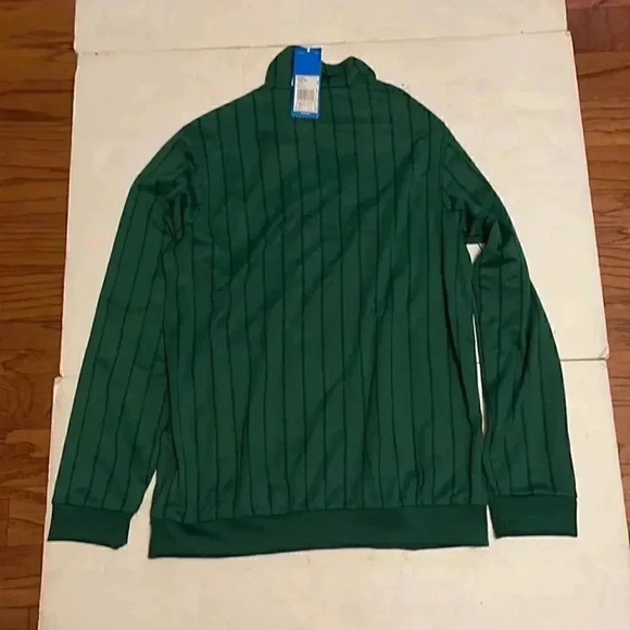 NWT Adidas green and white striped long sleeve front zip casual track top - Picture 3 of 7